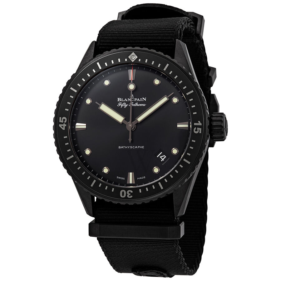 Men's Fifty Fathoms Fabric NATO Black Dial Watch