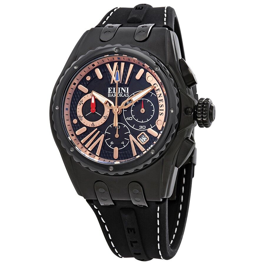 Men's Genesis Chronograph Silicone Black Dial Watch