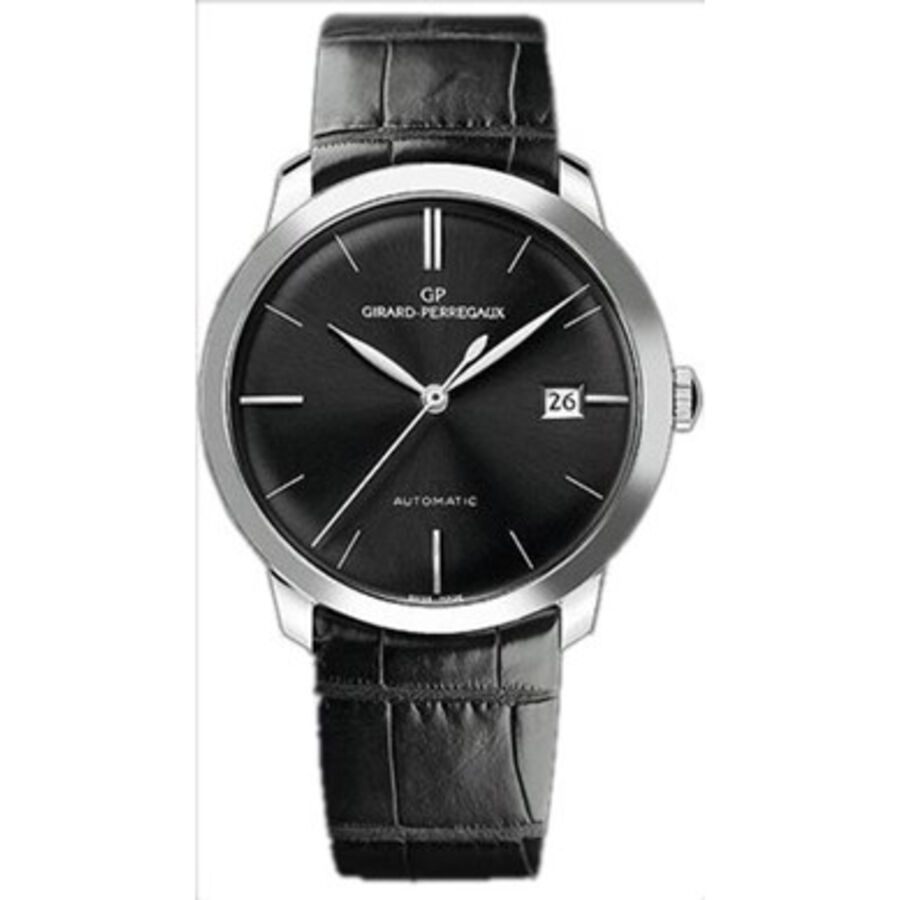 Men's  1966 Leather Black Dial Watch