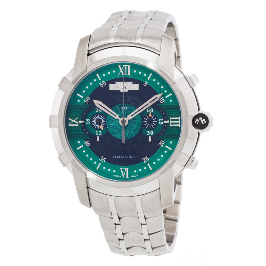 Men's Glorious Knight Chronograph Stainless Steel Green Dial Watch