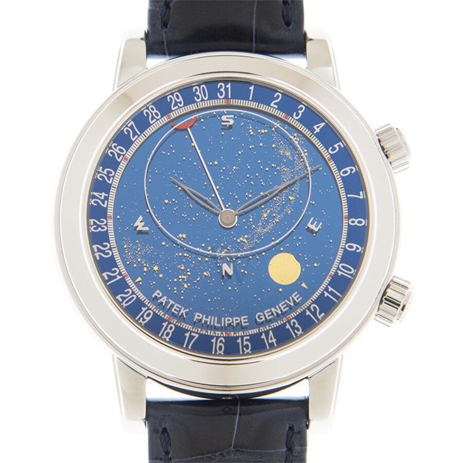 Men's Grand Complications Alligator Leather Blue Sky Chart Dial Watch
