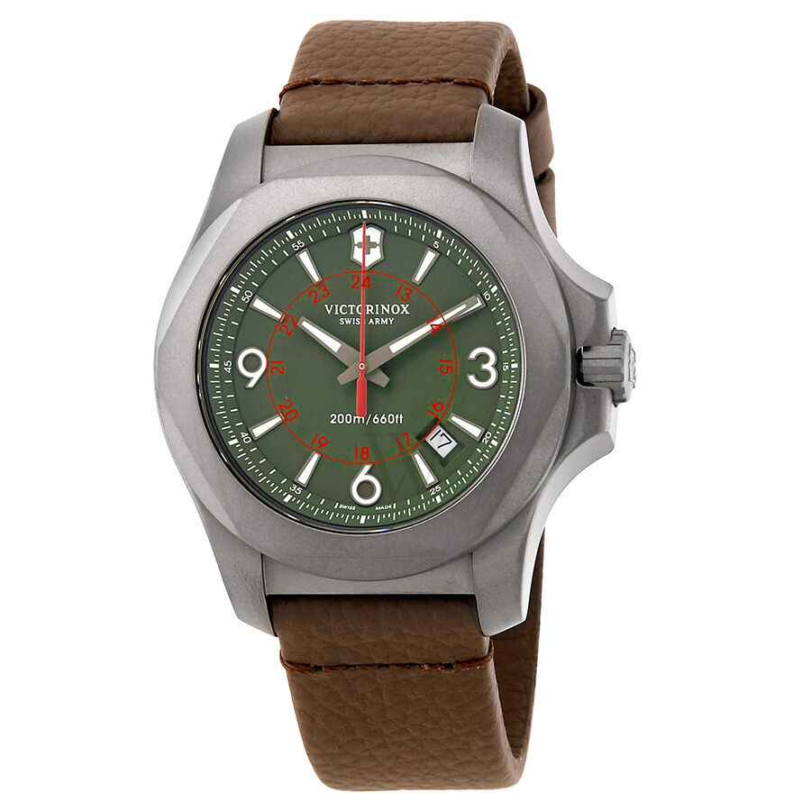 Men's I.N.O.X Leather Green Dial Watch