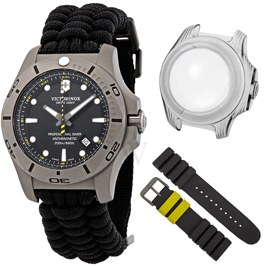 Men's I.N.O.X. Professional Diver Textile Black Dial Watch