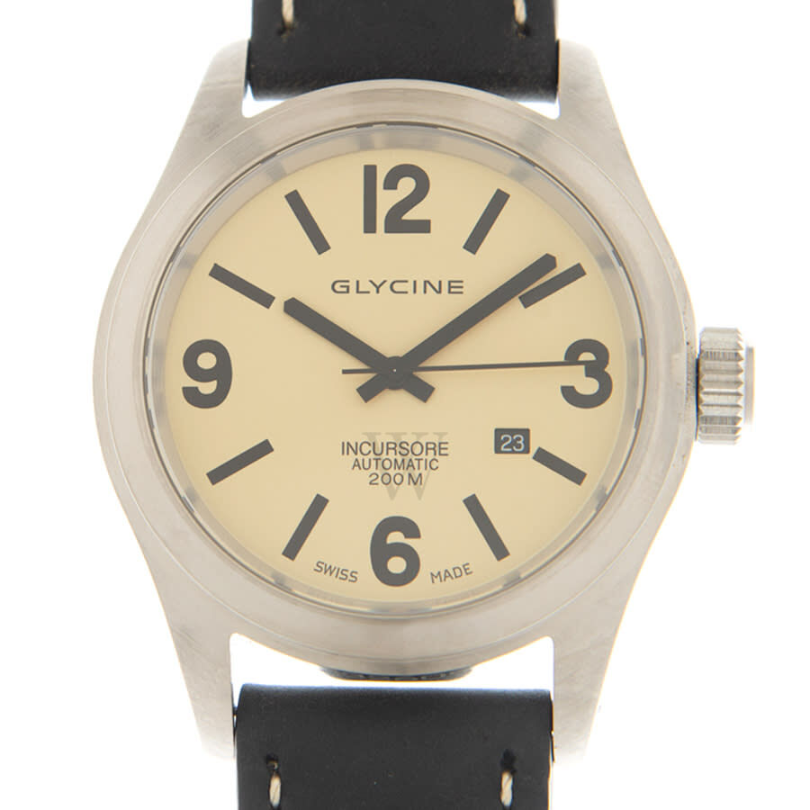 Men's Incursore Leather Yellow Dial Watch