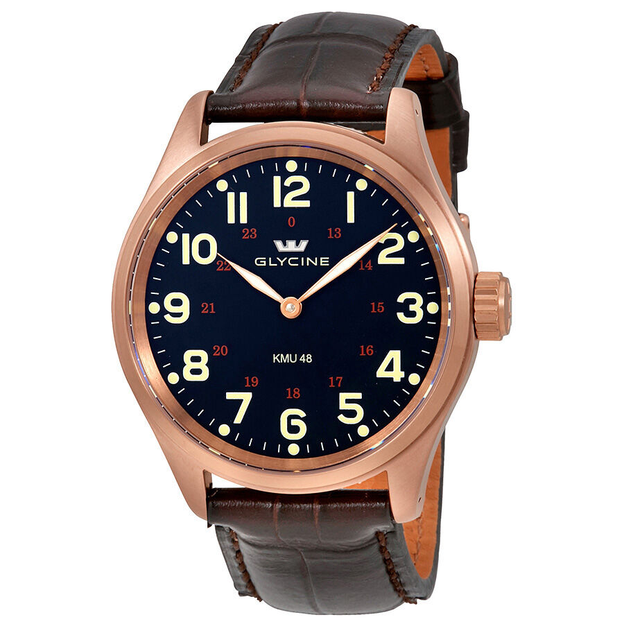 Men's KMU 48 Leather Black Dial Watch