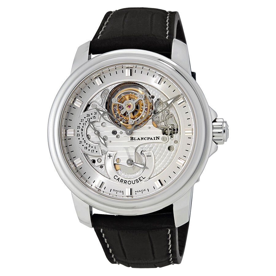 Men's Le Brassus Leather Silver Skeleton Dial Watch