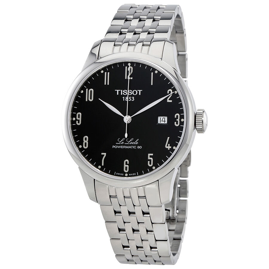Men's Le Locle Stainless Steel Black Dial Watch
