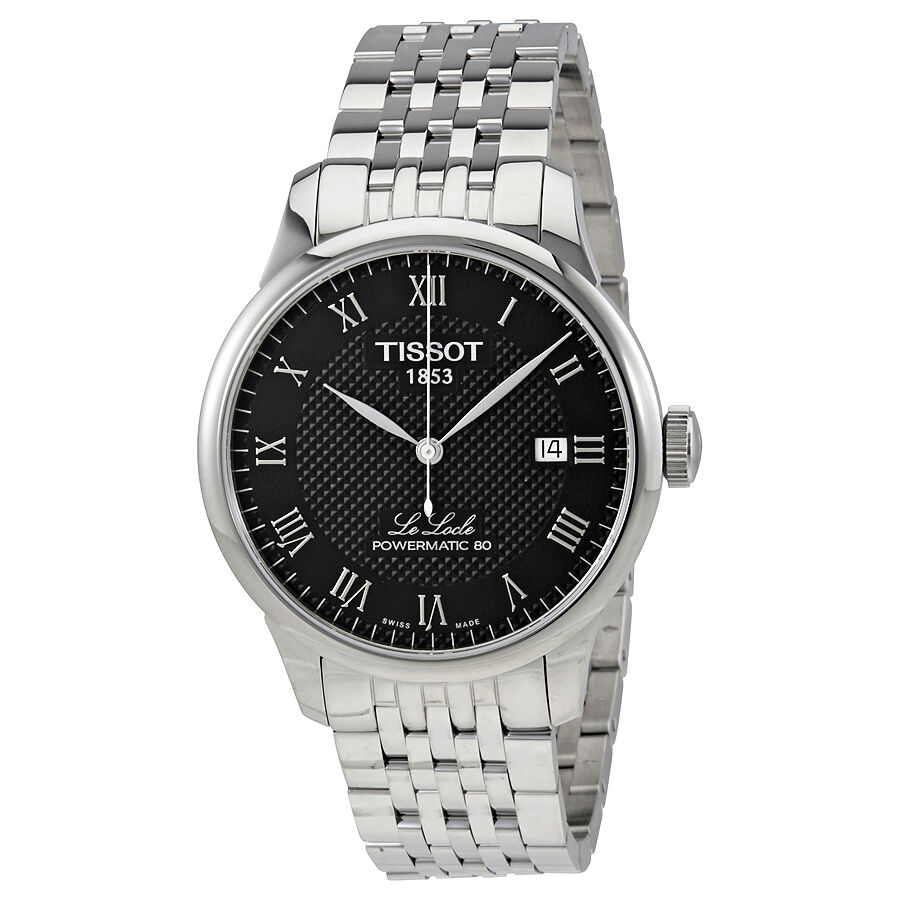Men's Le Locle Stainless Steel Black Dial Watch