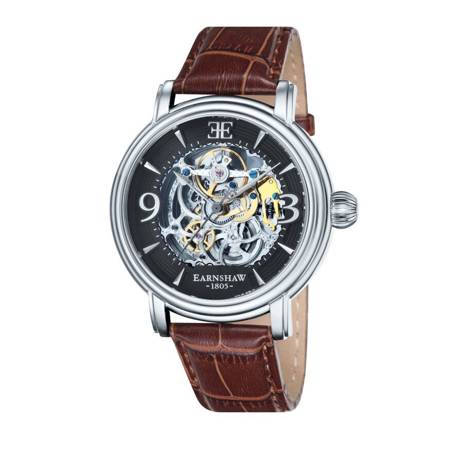 Men's Longcase Leather Grey Dial Watch