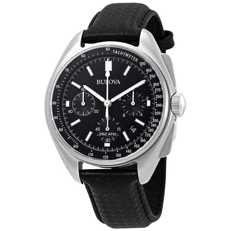 Men's Lunar Pilot Chronograph Leather Black Dial Watch
