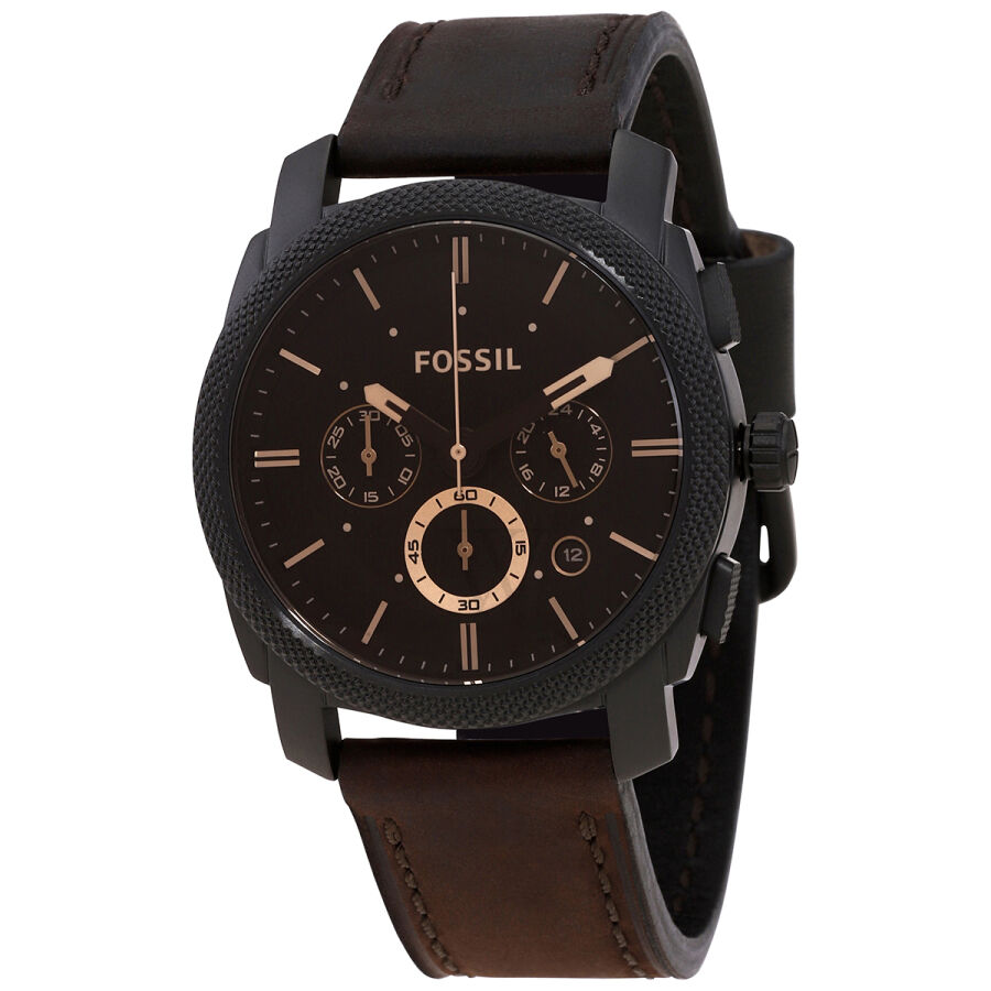 Men's Machine Chronograph Leather Brown Dial Watch