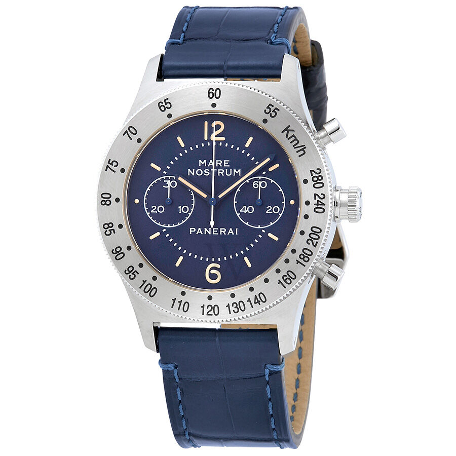 Men's Mare Nostrum Acciaio Chronograph Alligator Leather Blue Dial Watch