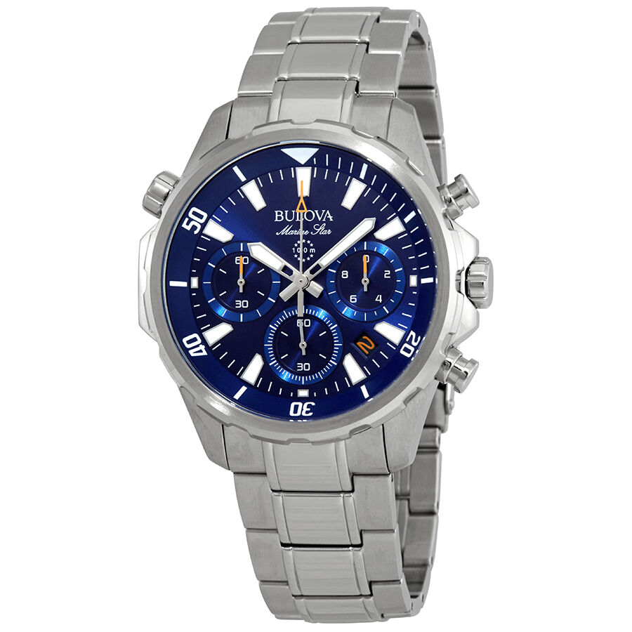 Men's Marine Star Chronograph Stainless Steel Blue Dial Watch