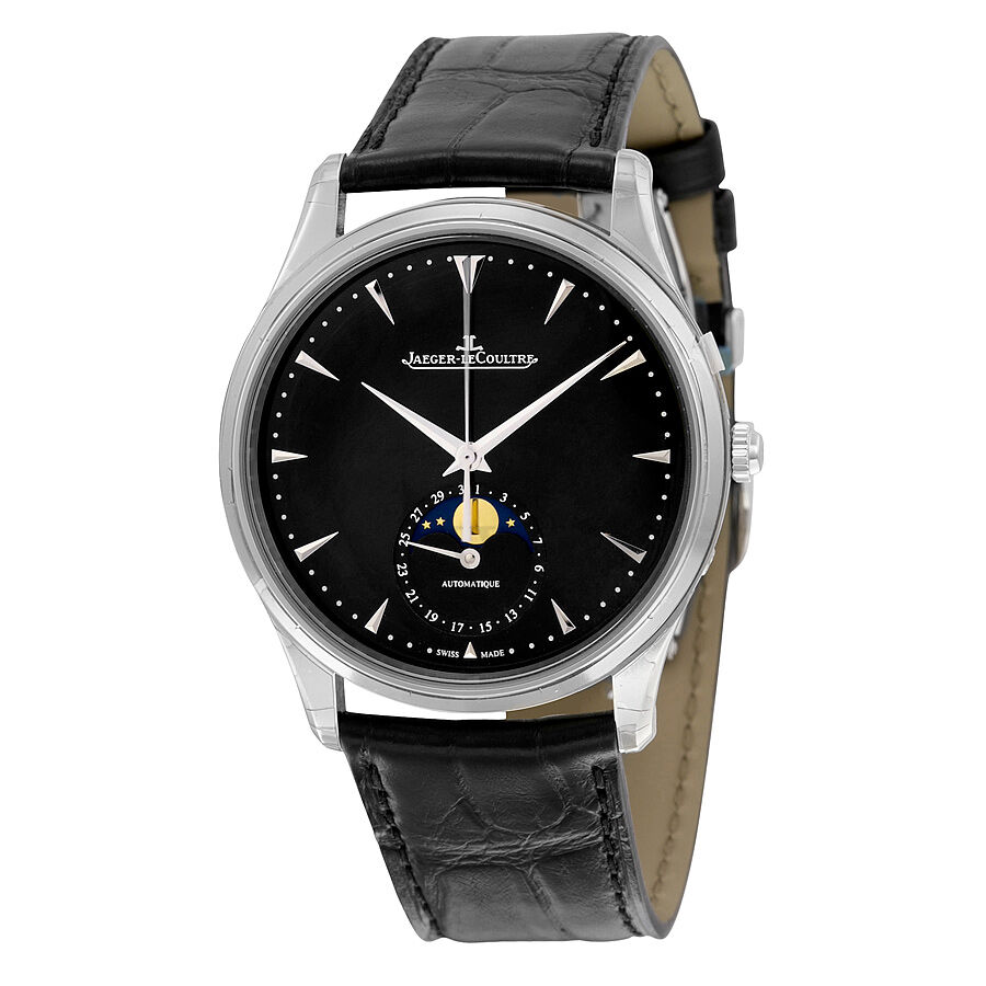 Men's Master Ultra Thin MoonPhase (Alligator) Leather Black Dial Watch
