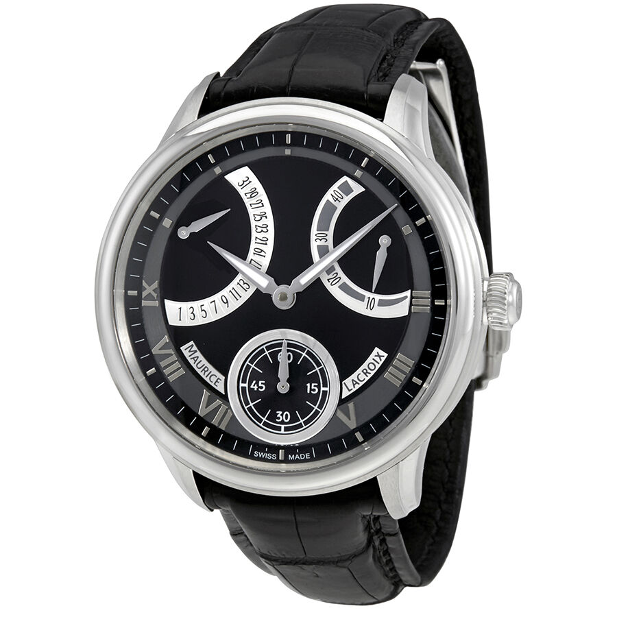 Men's Masterpiece (Alligator) Leather Black Dial Watch