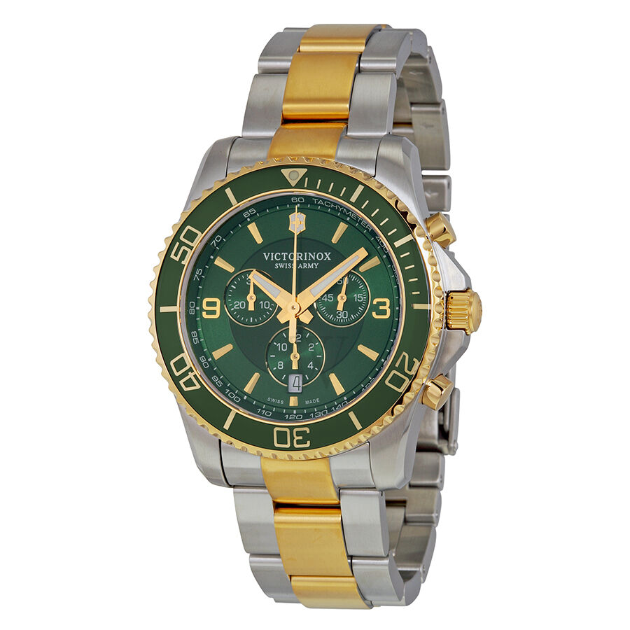 Men's Maverick Chronograph Stainless Steel Green Dial Watch