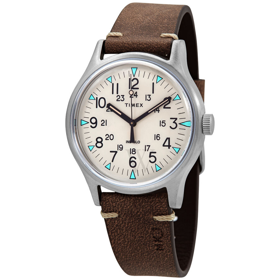 Men's MK1 Leather Beige Dial Watch