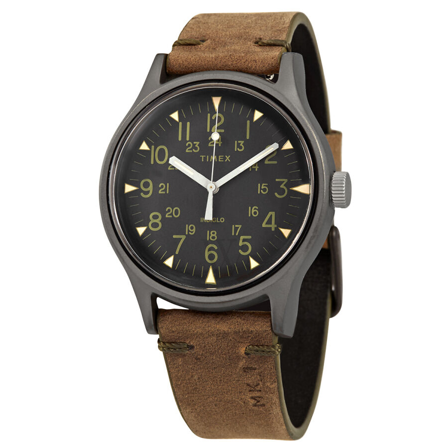 Men's MK1 Leather Black Dial Watch