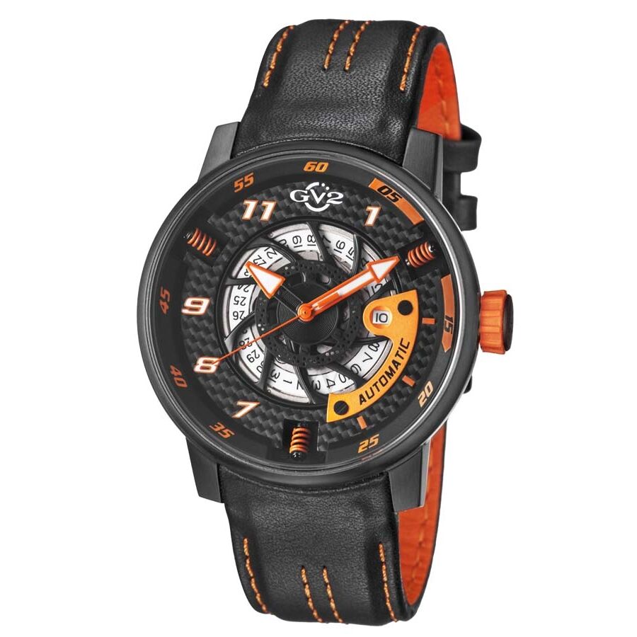 Men's Motorcycle Sport Leather Black (Cut-Out) Dial Watch