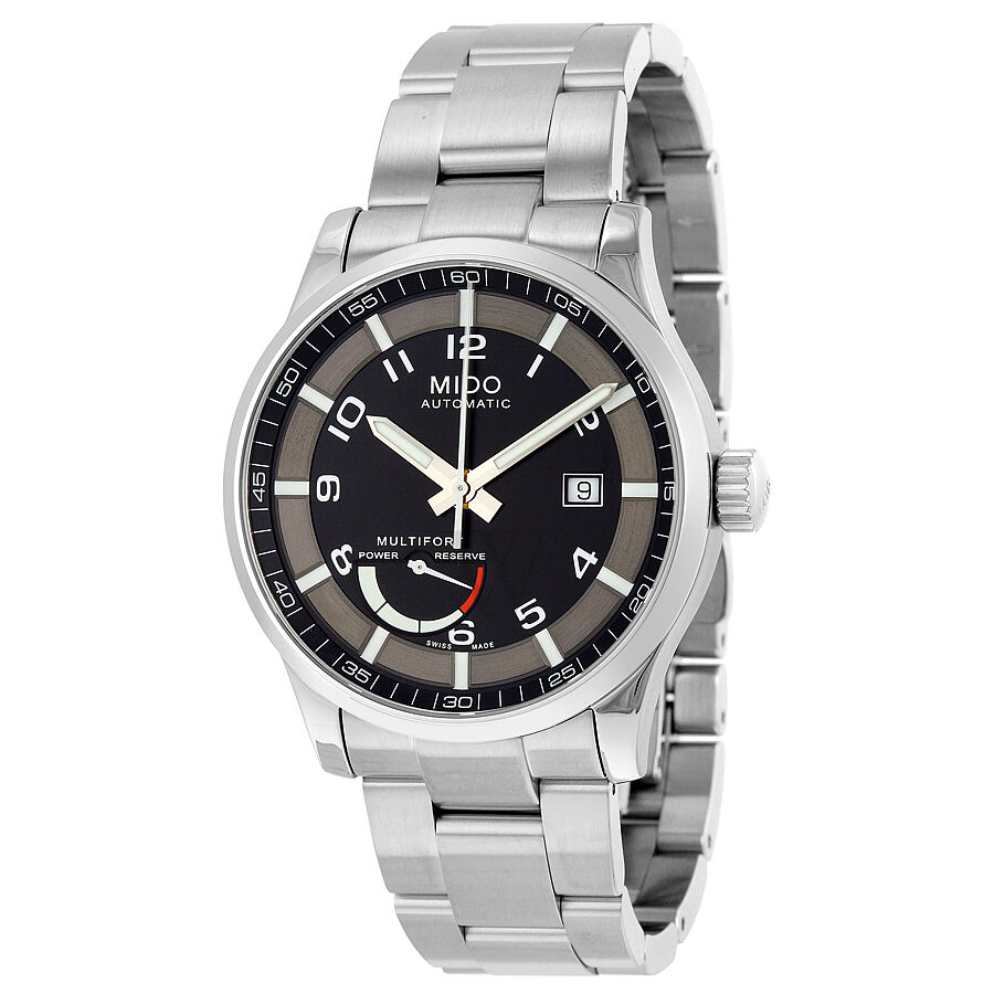 Men's Multifort Stainless Steel Black and Silver Dial Watch