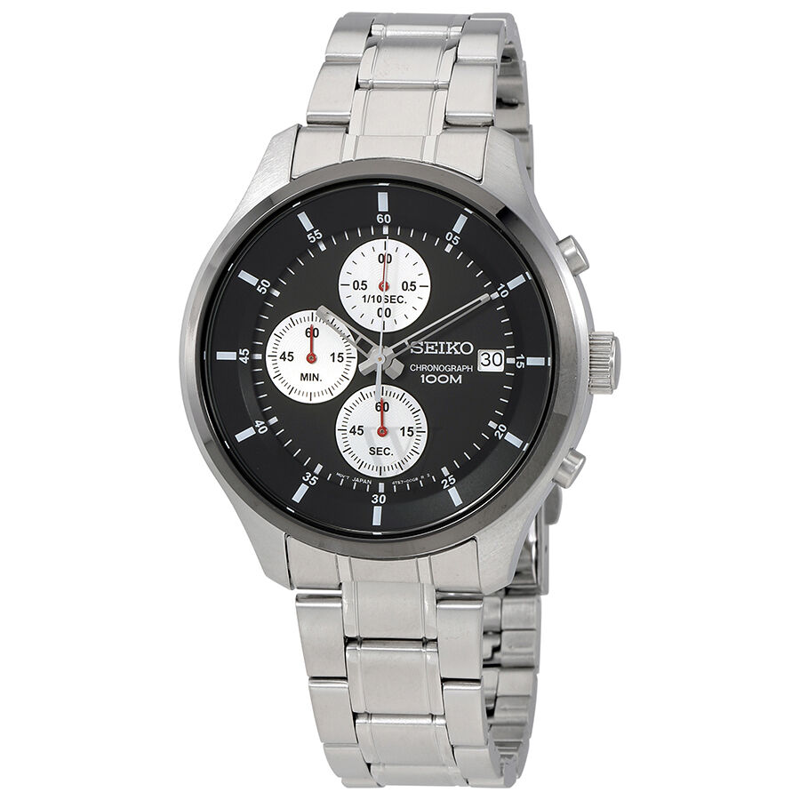 Men's Neo Sports Chronograph Stainless Steel Black Dial Watch
