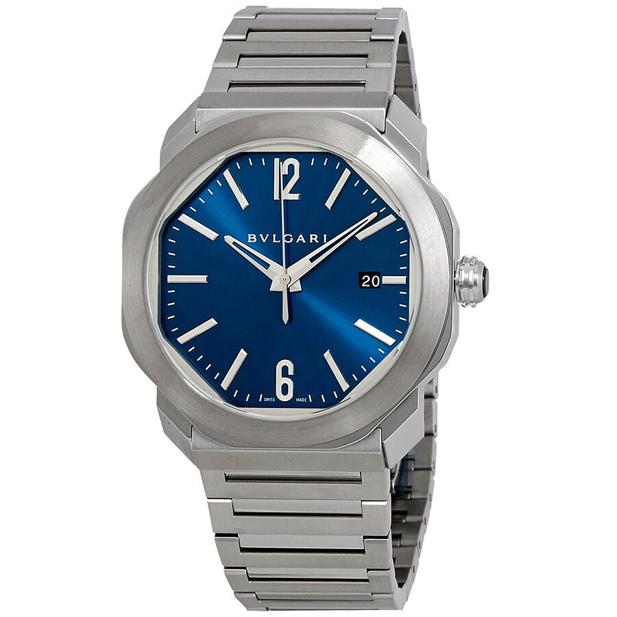 Men's Octo Roma Stainless Steel Blue Dial Watch