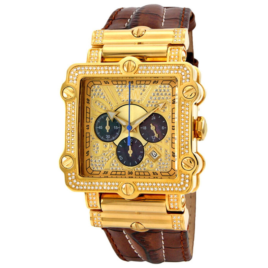 Men's Phantom Chronograph Leather Gold Crystal-set Dial Watch