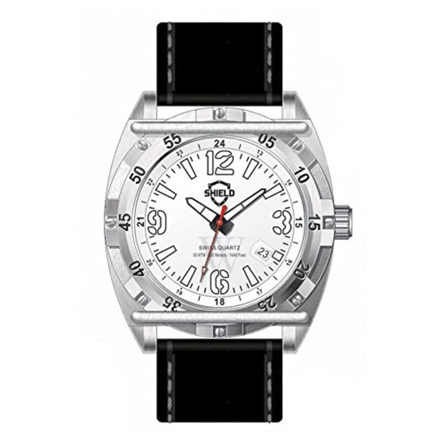 Men's Pilecki Leather White Dial Watch