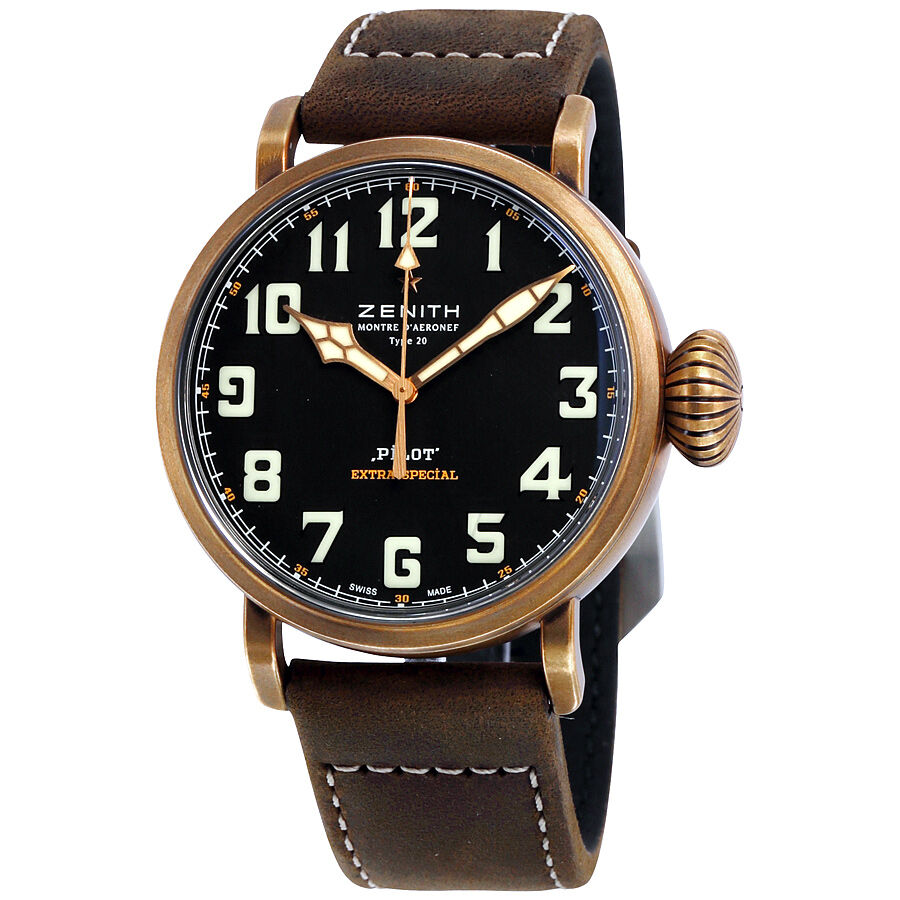Men's Pilot Montre d'Aeronef Type 20 (Nubuck) Leather Black Dial Watch