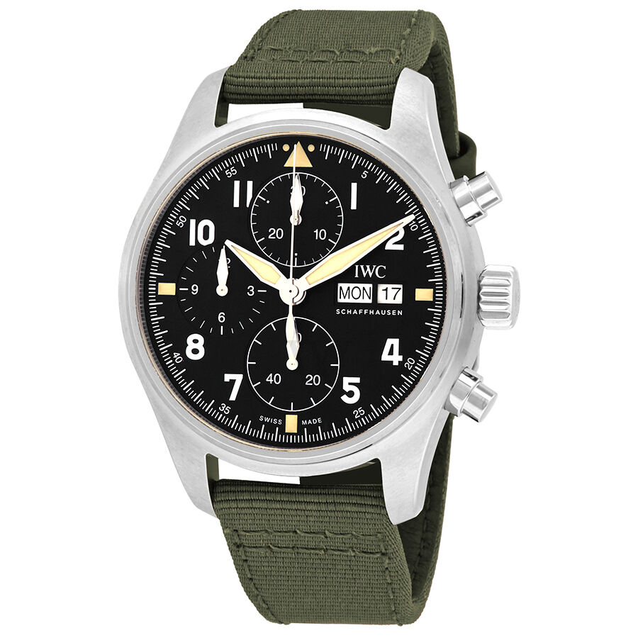 Men's Pilot Spitfire Chronograph Textile NATO Black Dial Watch