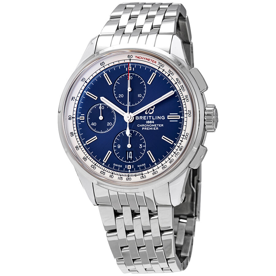 Men's Premier Chronograph Stainless Steel Blue Dial Watch