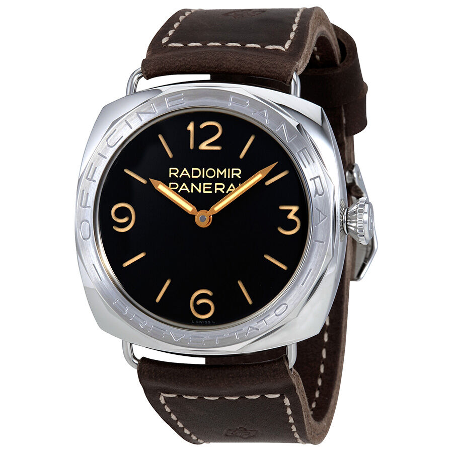 Men's Radiomir Leather Black Dial Watch