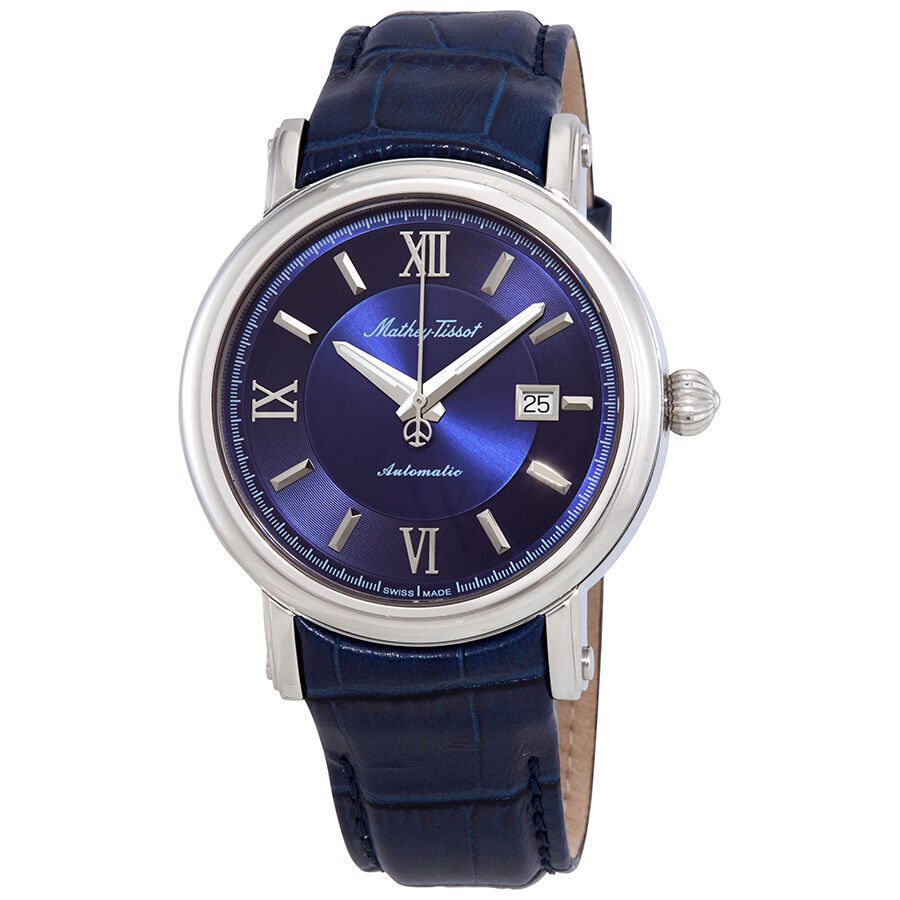 Men's Renaissance Leather Blue Dial Watch