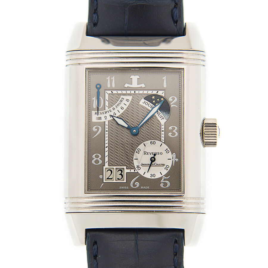 Men's Reverso Leather Grey Dial Watch