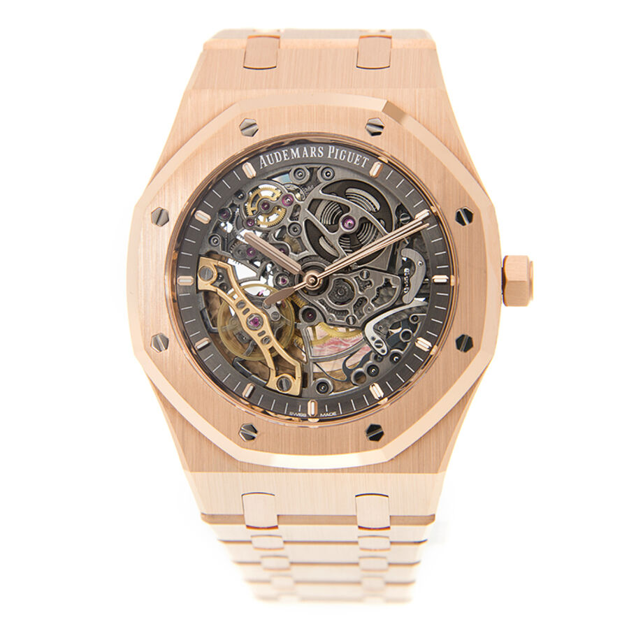 Men's Royal Oak 18kt Pink Gold Skeleton Dial Watch