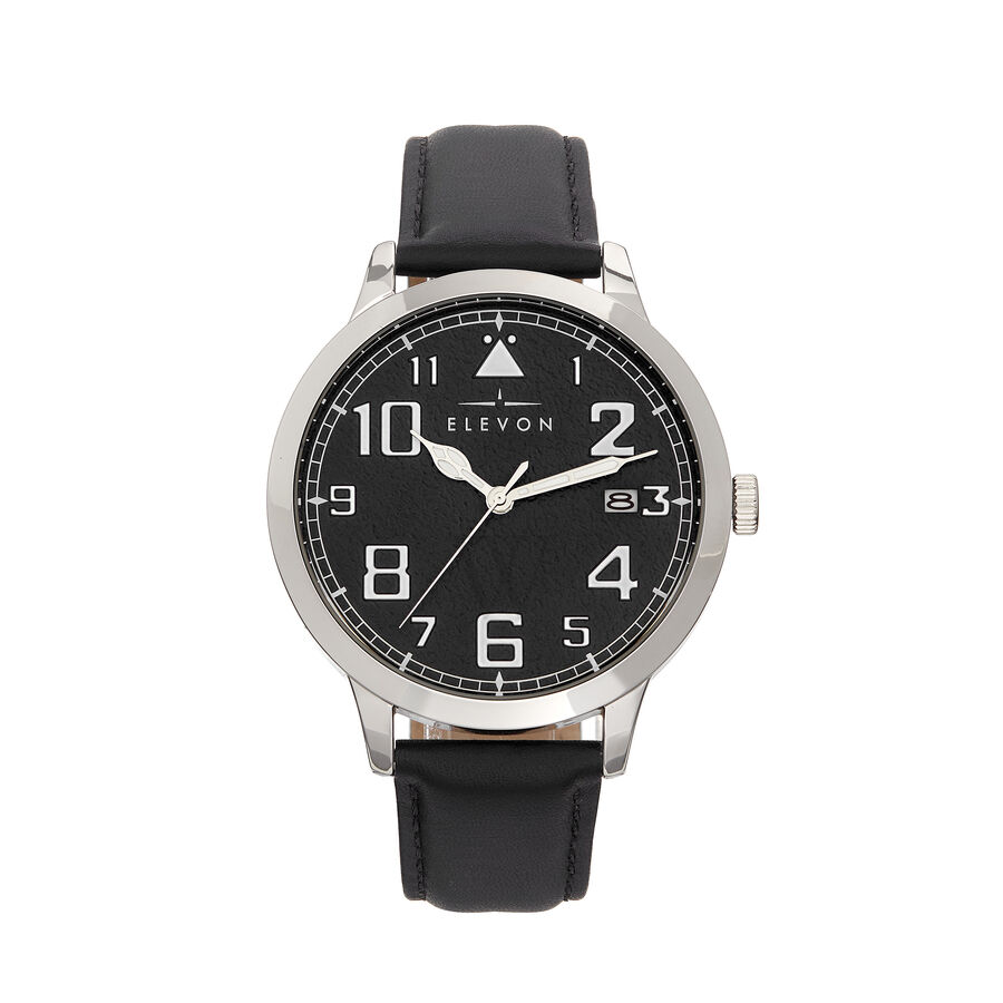 Men's Sabre Genuine Leather Black Dial Watch