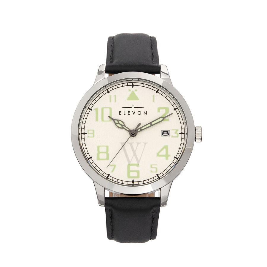 Men's Sabre Leather White Dial Watch