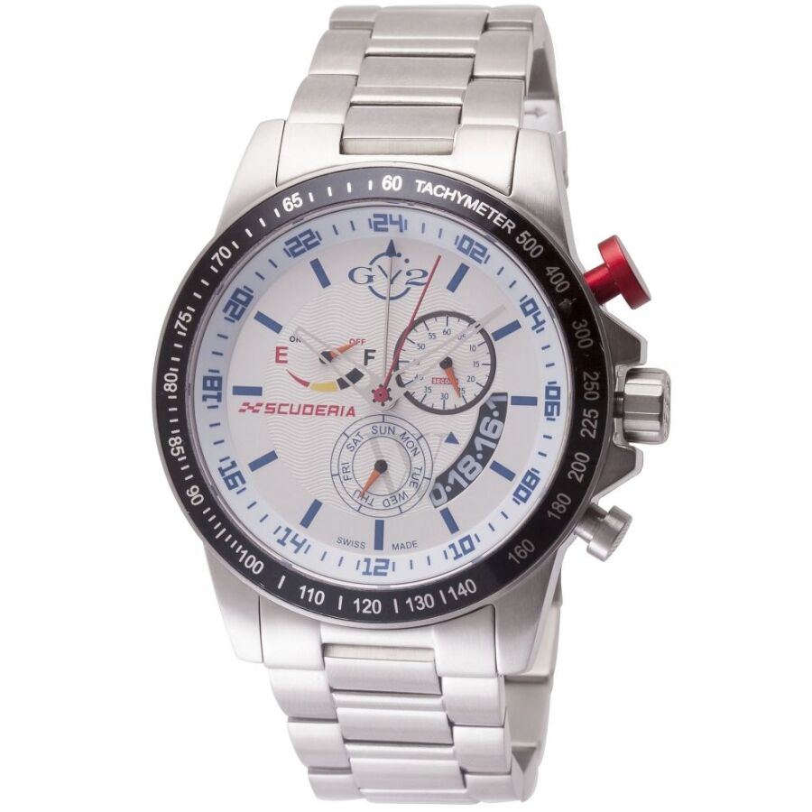 Men's Scuderia Stainless Steel White Carbon Dial Watch