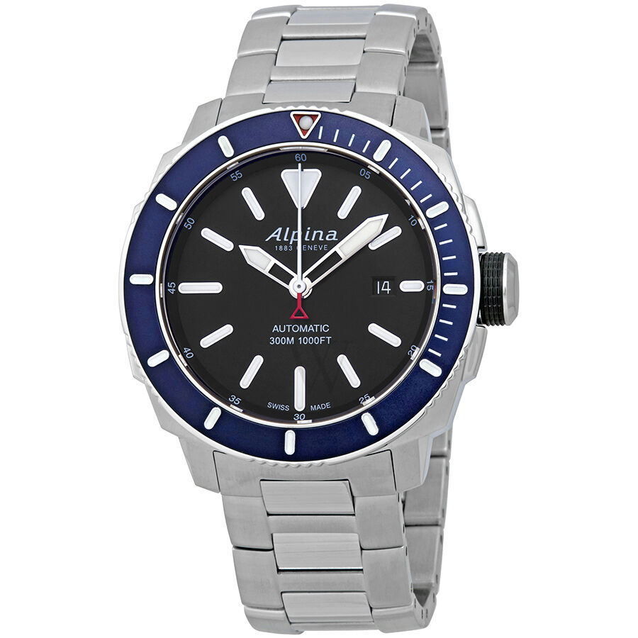 Men's Seastrong Diver Stainless Steel Black Dial Watch