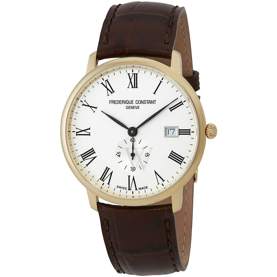 Men's Slimline Leather White Dial Watch
