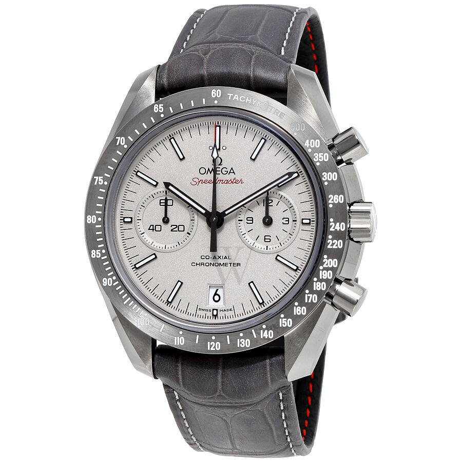 Men's Speedmaster Moonwatch Chronograph Alligator Leather Grey Dial Watch