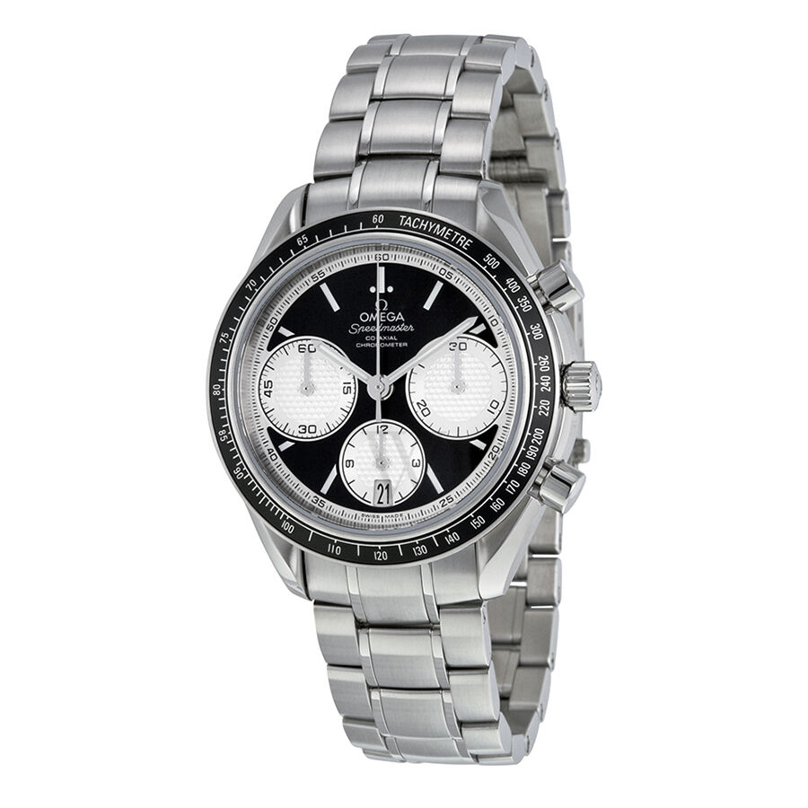 Men's Speedmaster Racing Chronograph Stainless Steel Black and Silver Dial Watch