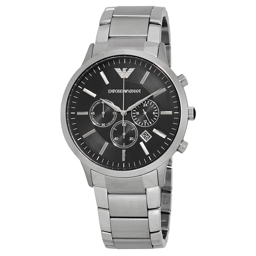 Men's Sportivo Chronograph Stainless Steel Black Dial Watch