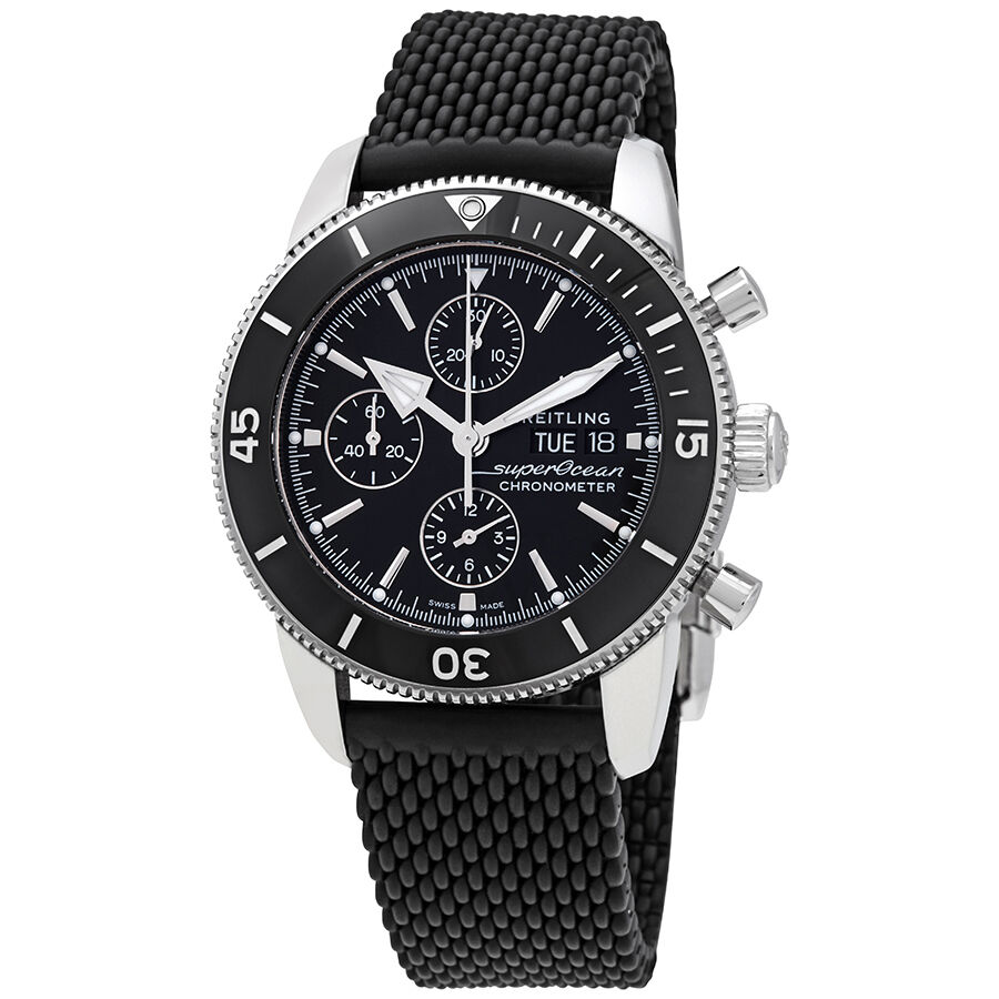 Men's Superocean Heritage II Chronograph Rubber Black Dial Watch