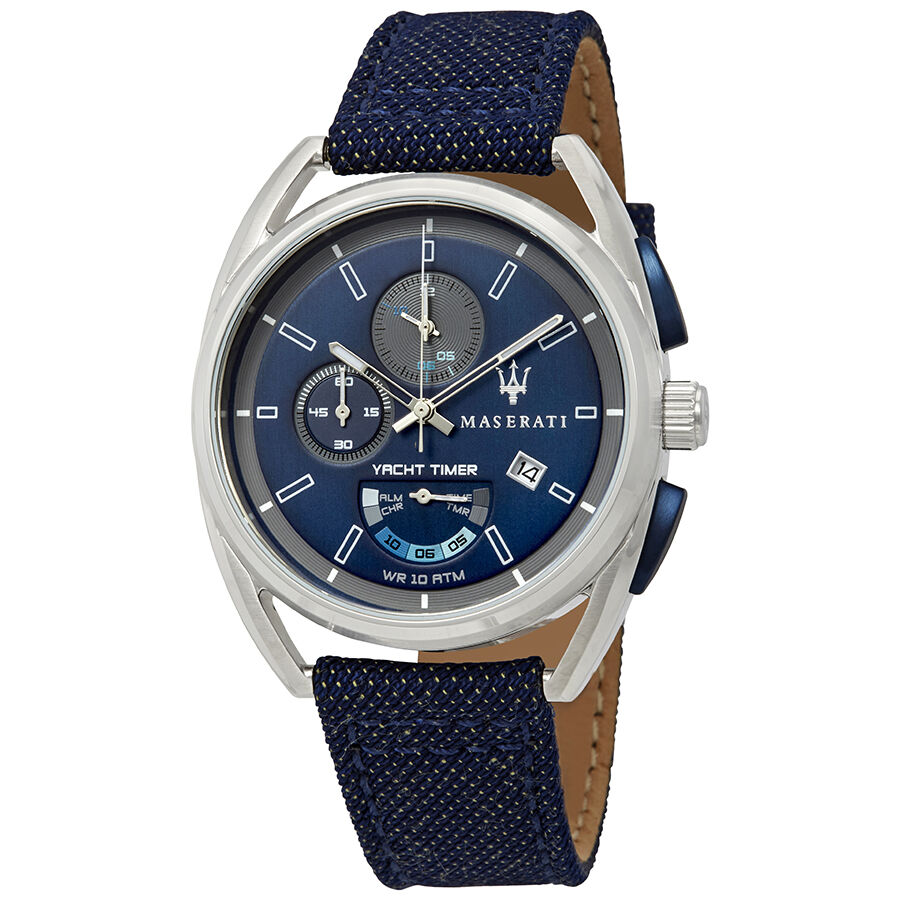 Men's Trimaran0 Yatch Timer Leather Blue Dial Watch