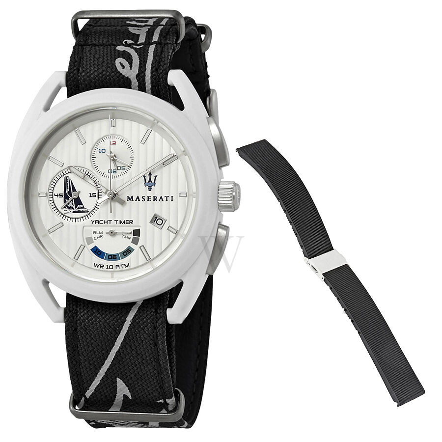 Men's Trimarano Yacht Timer Nylon NATO White Dial Watch