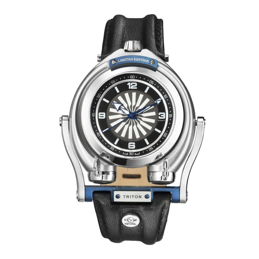 Men's Triton (Calfskin) Leather Black Dial Watch