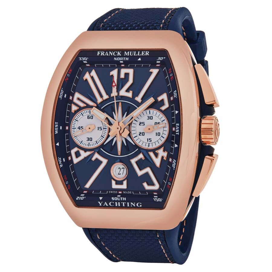 Men's Vanguard Chronograph Leather inner Rubber Blue Dial Watch