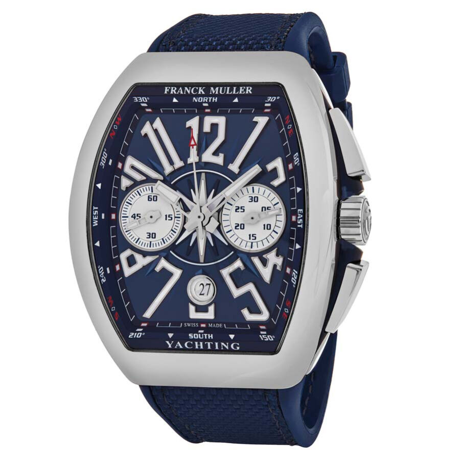 Men's Vanguard Yachting Chronograph Rubber with a Blue Leather Top Blue Dial Watch