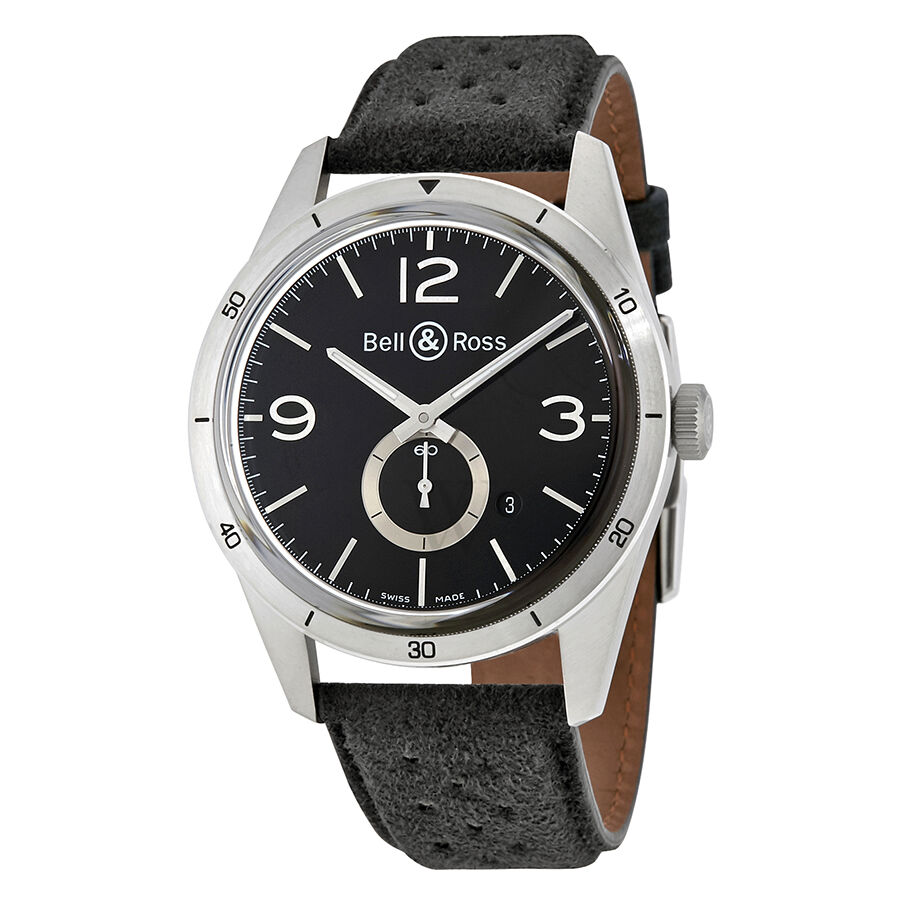 Men's Vintage Leather Black Dial Watch